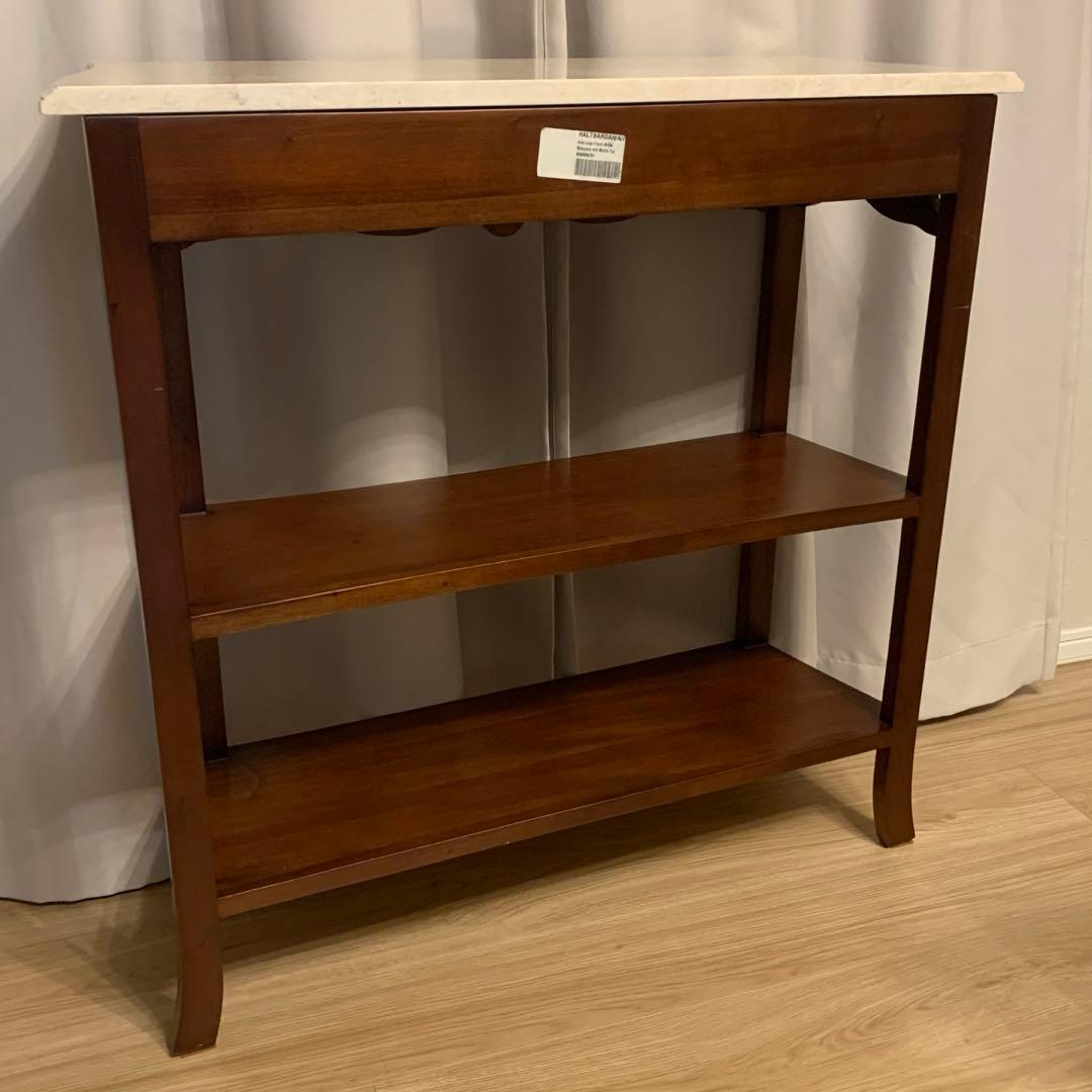 無垢マホガニー 天然大理石天板マーブルトップ棚 アンティーク