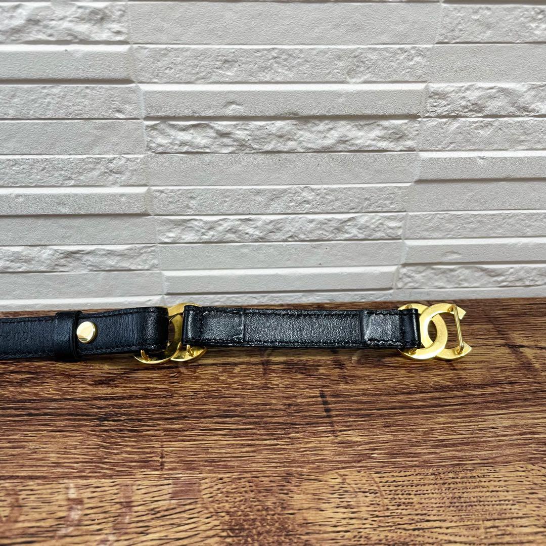 良品 シャネル レザー ダブル ココマーク バックル ゴールド 金具 ベルト.