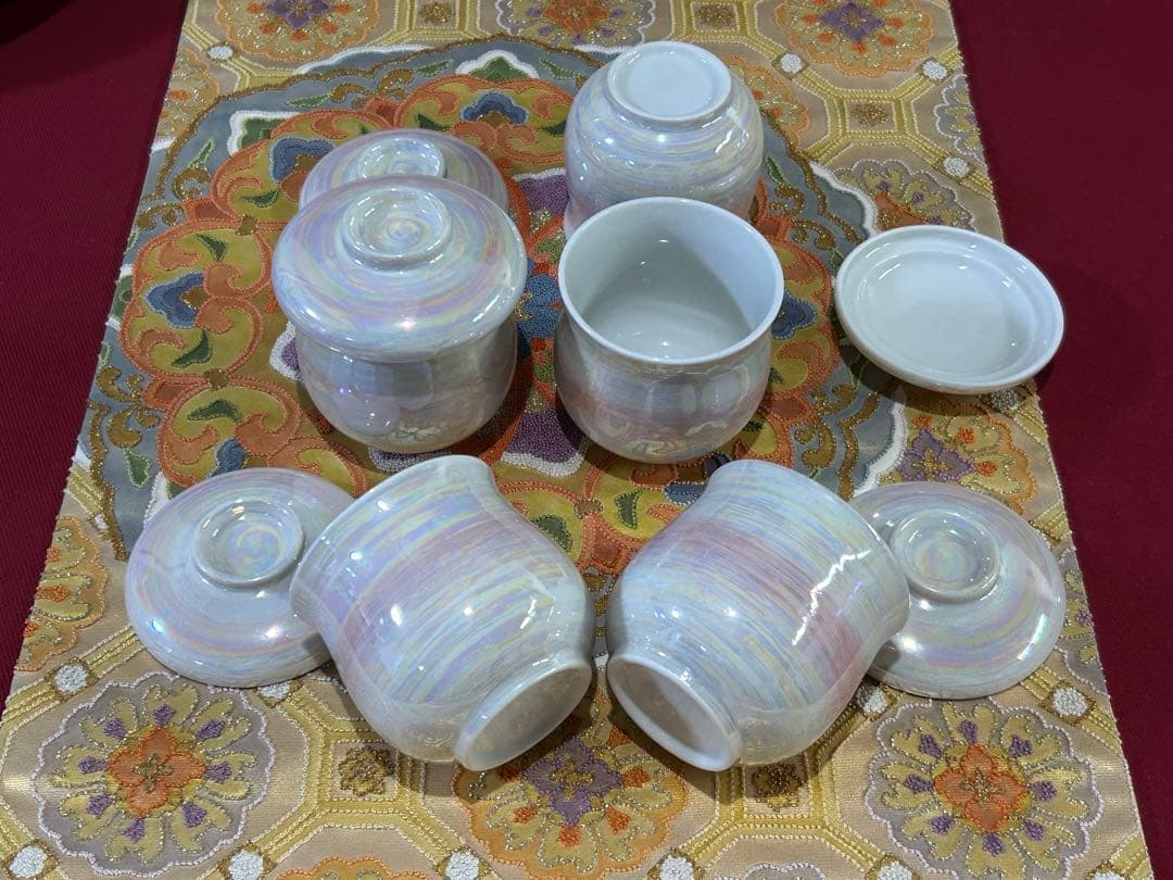 5名様　春お膳　庫山窯お雛様湯呑み茶碗　蓋物など35点　未使用　桜梅