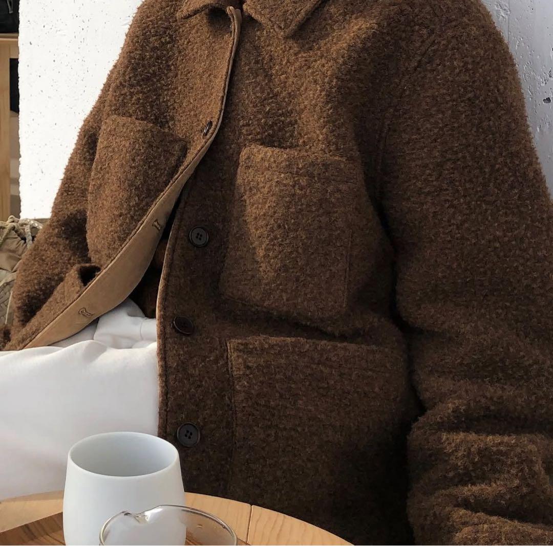 定価37000円 韓国 WLL ウールジャケット ブラウン