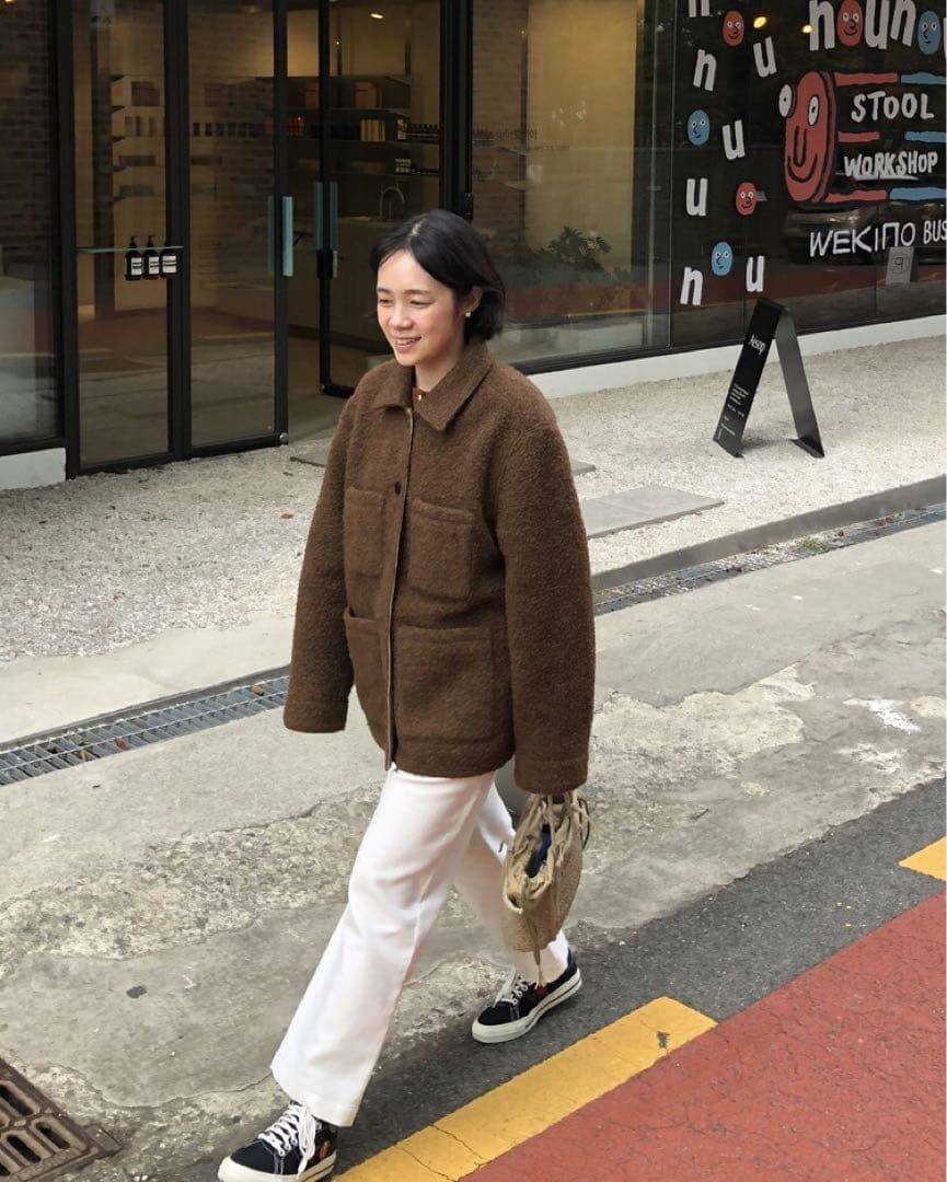 定価37000円 韓国 WLL ウールジャケット ブラウン