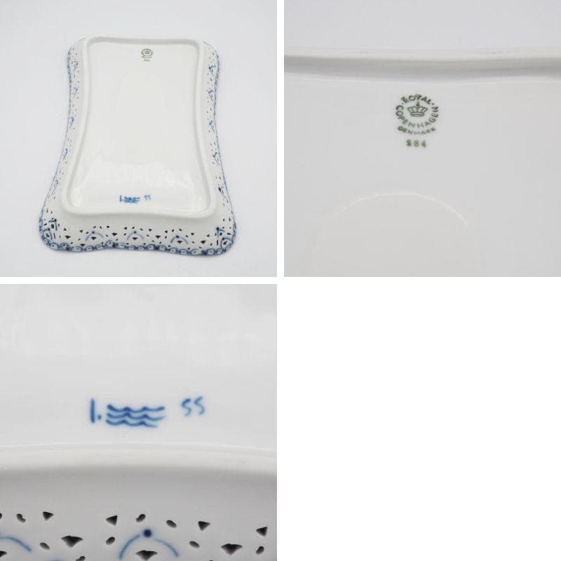 ロイヤルコペンハーゲン ブルーフルーテッド ダブルレース スクエア プレート