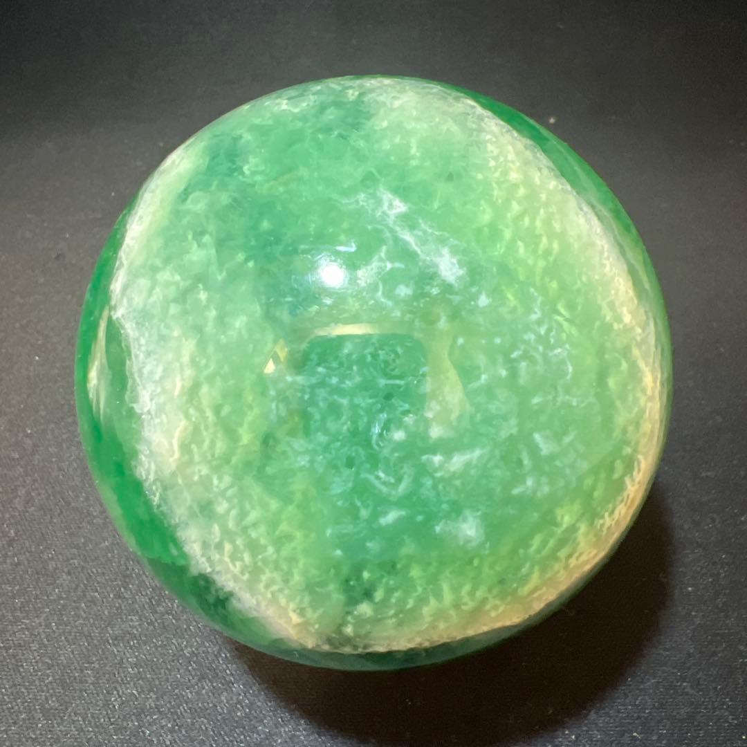 1.2kg/77mm】グリーンフローライト 共生カルサイト スフィア 丸玉