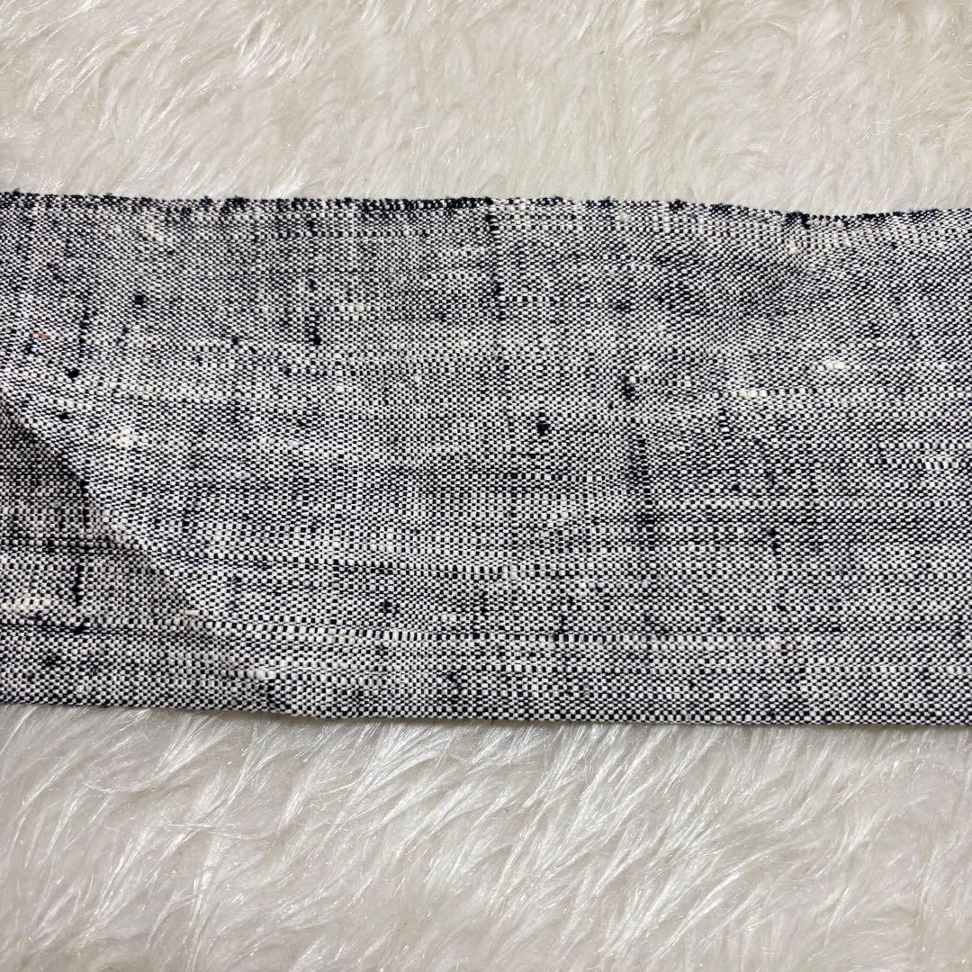 【極美品】袋名古屋帯 八寸帯 モダン ボタニカル 花草模様 織り 紬 絹 425