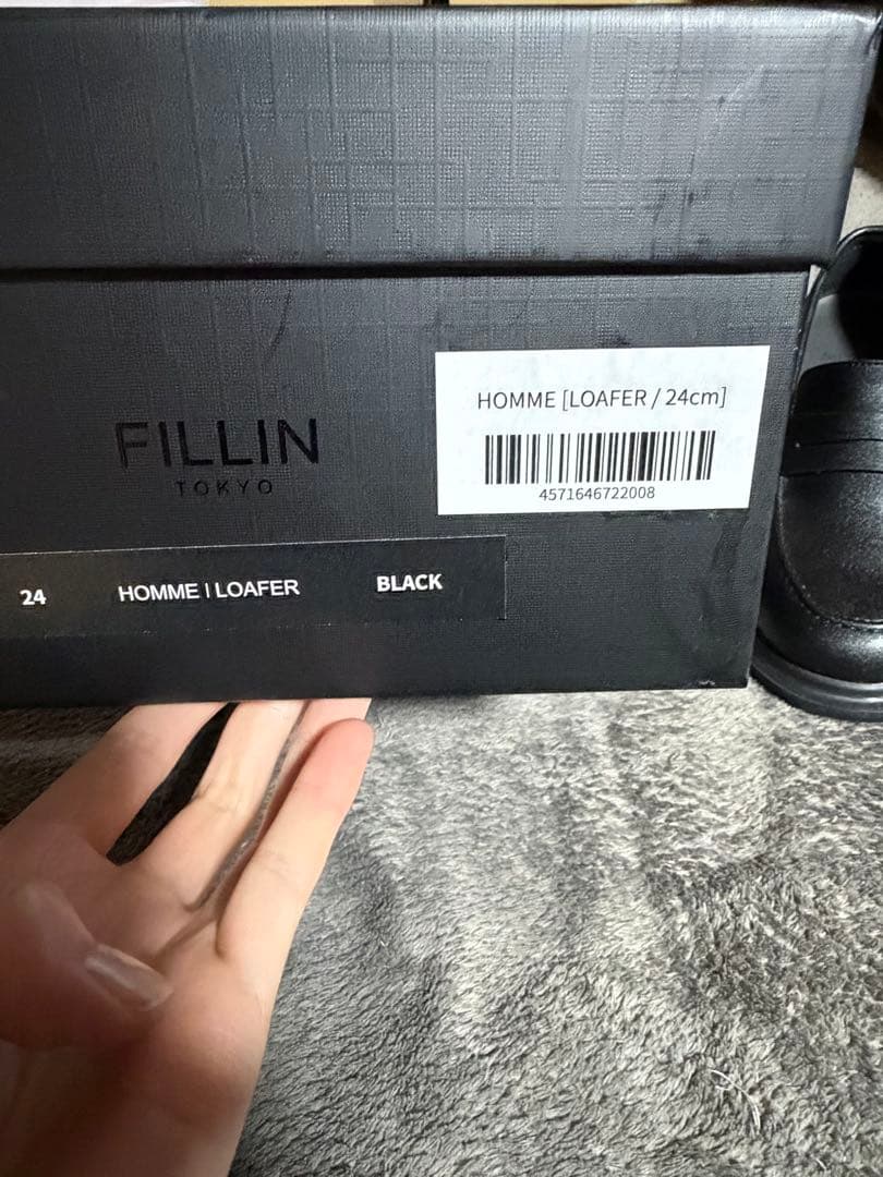 FILLIN ブラックレザー ローファー 24センチ