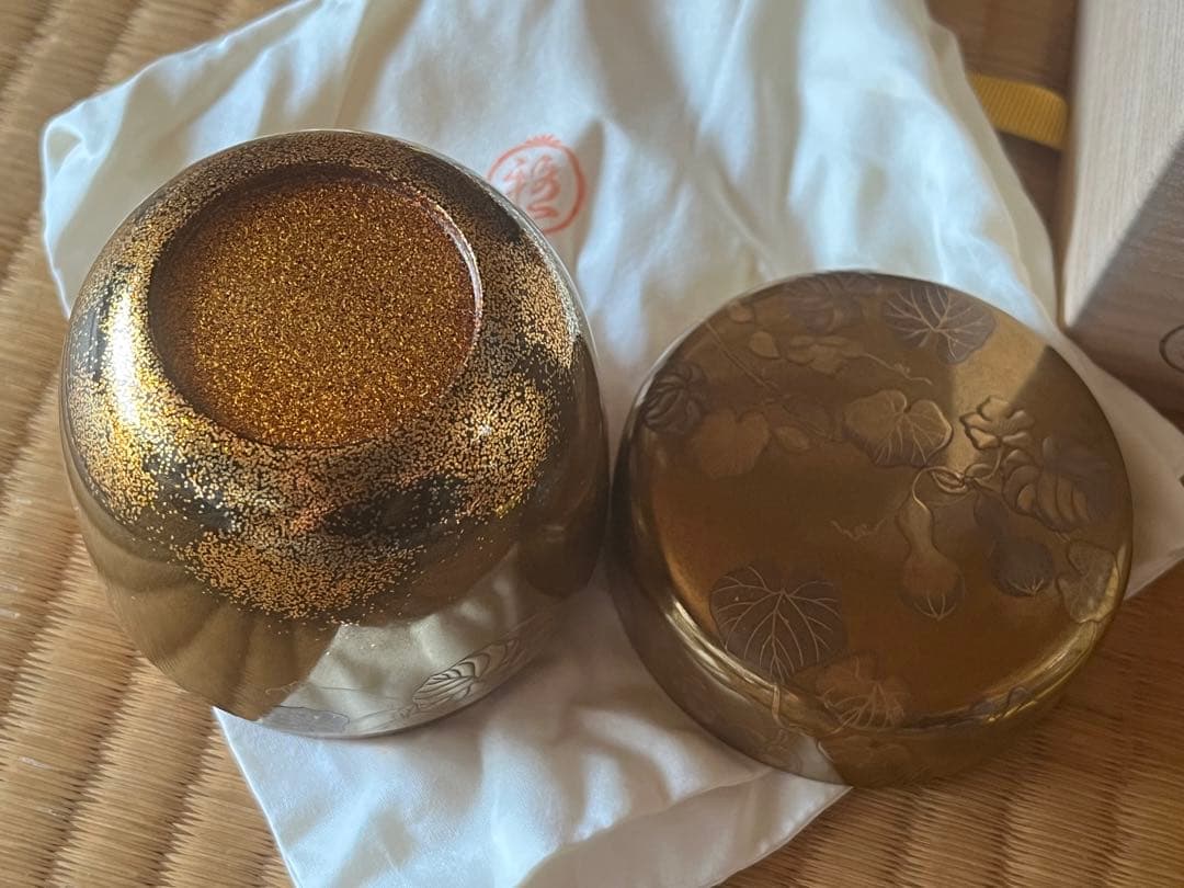 茶道具　六瓢蒔絵　大棗　内梨子地　雅光造