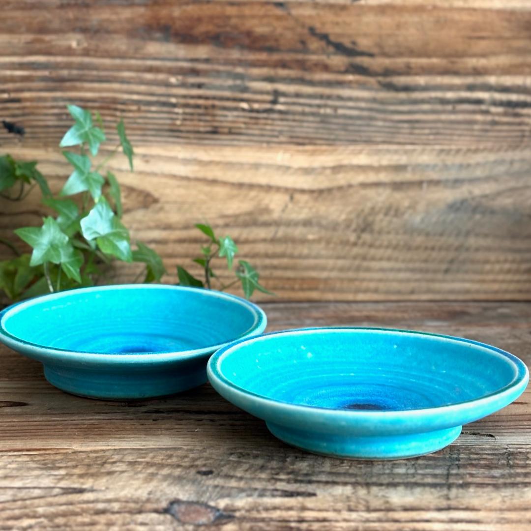 ガラス彩陶器 中皿 沖縄オーシャンブルー 2枚セット ギャラリー 風の島