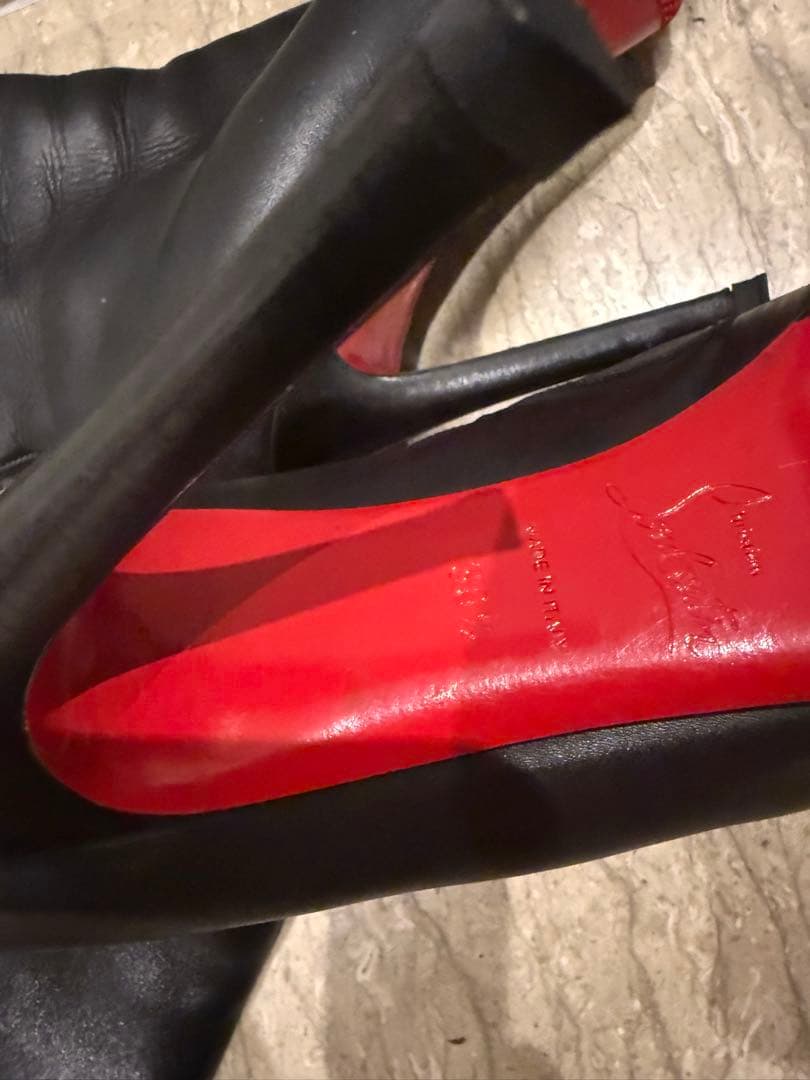 ルブタン　ブラックレザー　ロングブーツ 36ハーフ