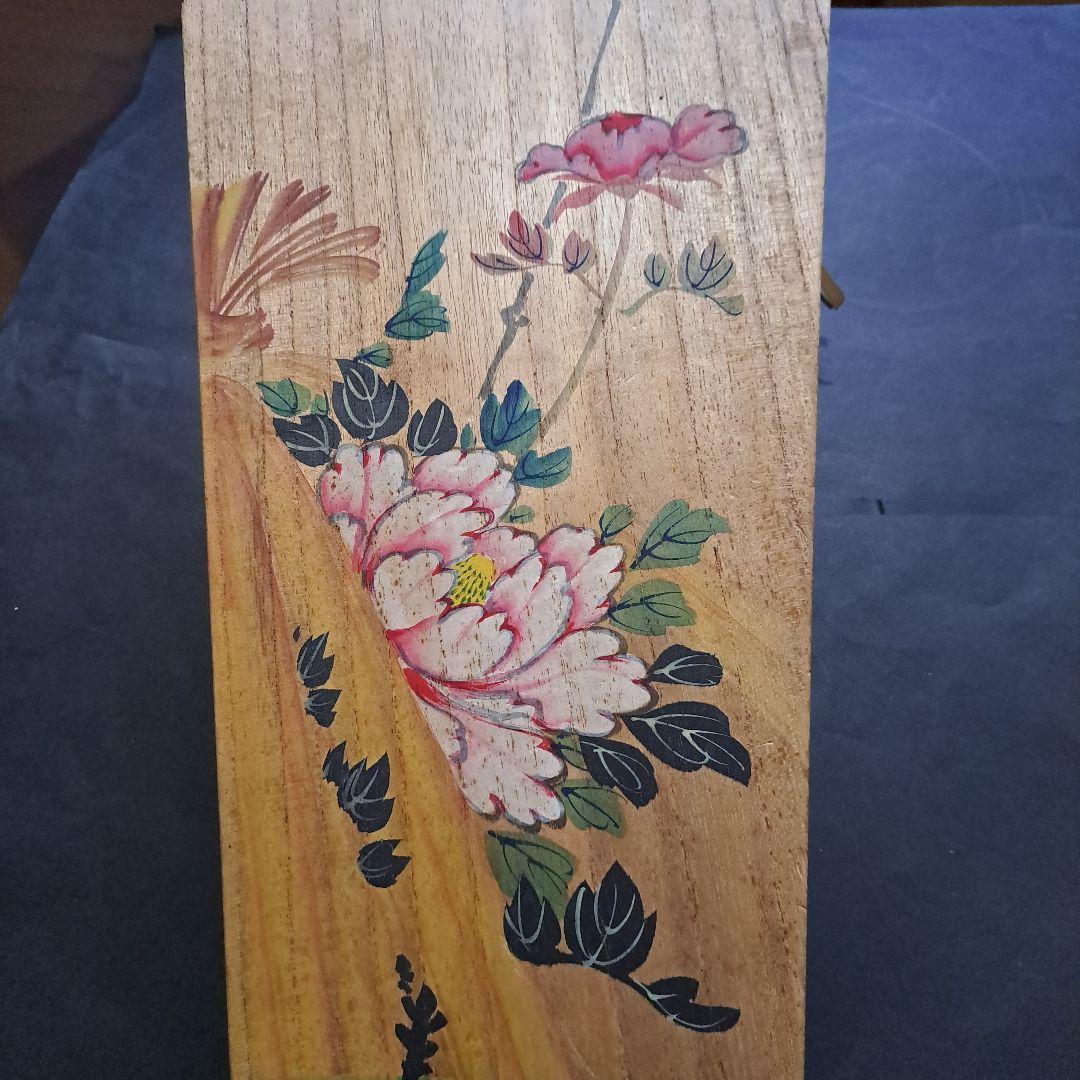 江戸羽子板　大丸特選　共箱入　緞子、綸子　桐板 牡丹図　市川団十郎写