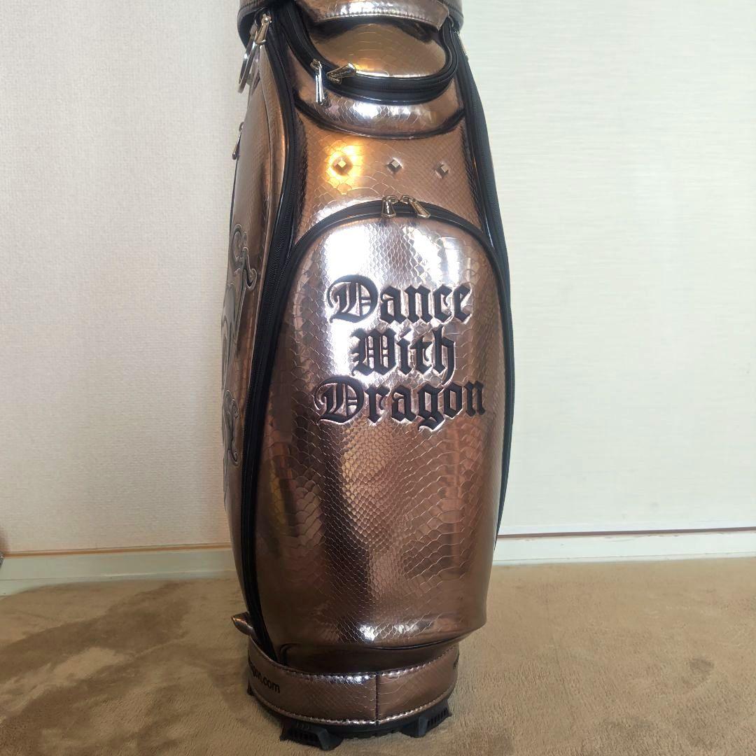 メタリックシルバー　 ドラゴン刺繍 キャディバッグ