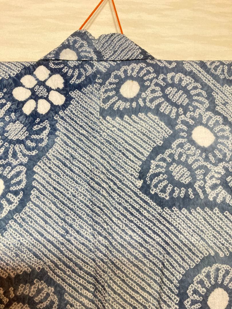 有松絞り　浴衣　グレー