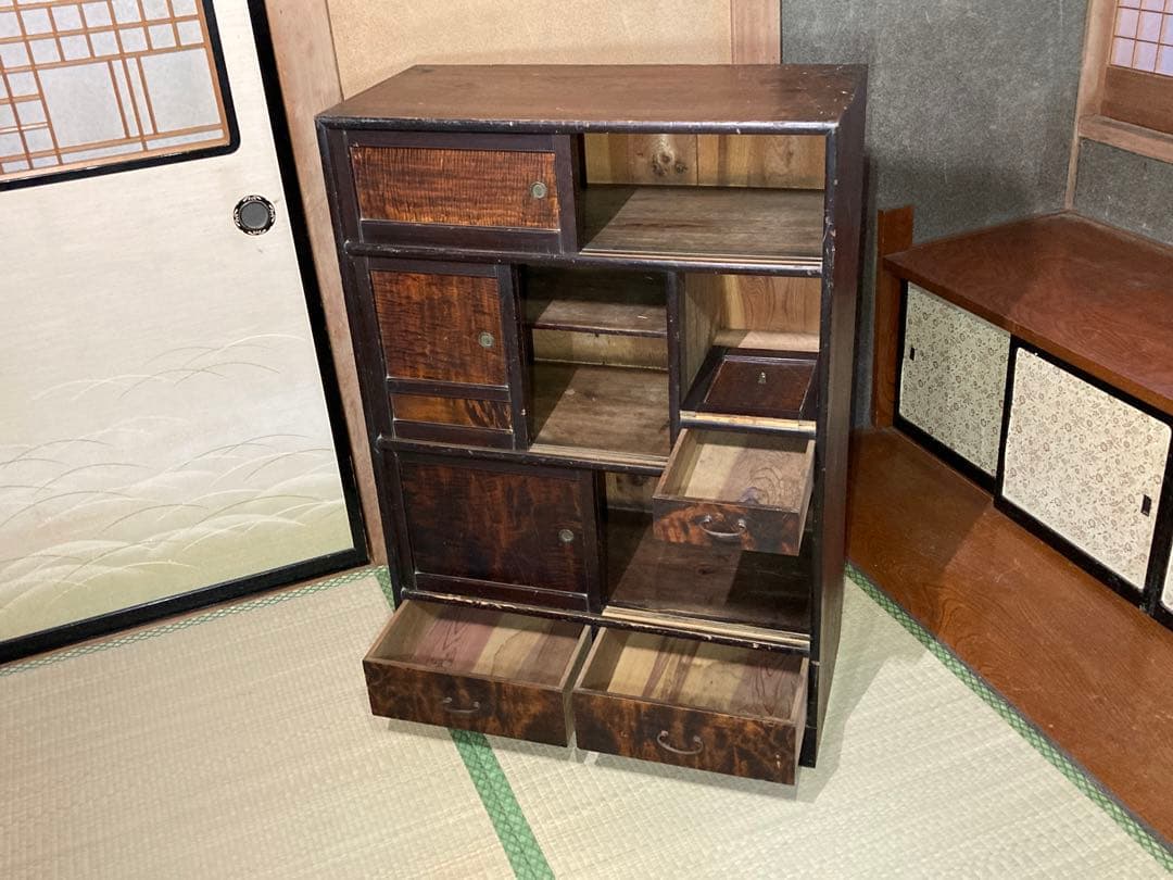 激レア 木無垢材 家具 茶棚　茶箪笥　小箪笥 サイドボード 茶室 和室