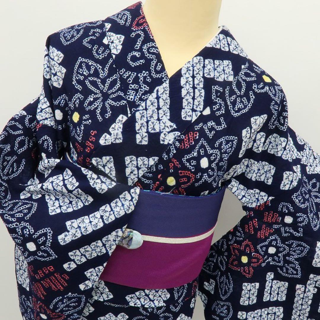 くら&こた✺美品 有松鳴海絞り 綿 高級浴衣 着物 A3512