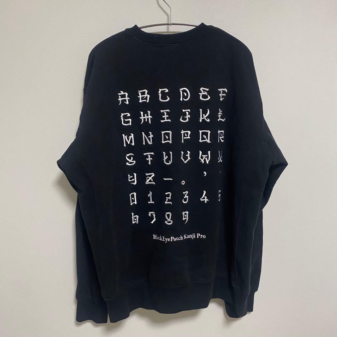 トップス KANJI LABEL TYPEFACE CREW SWEAT BLACK M
