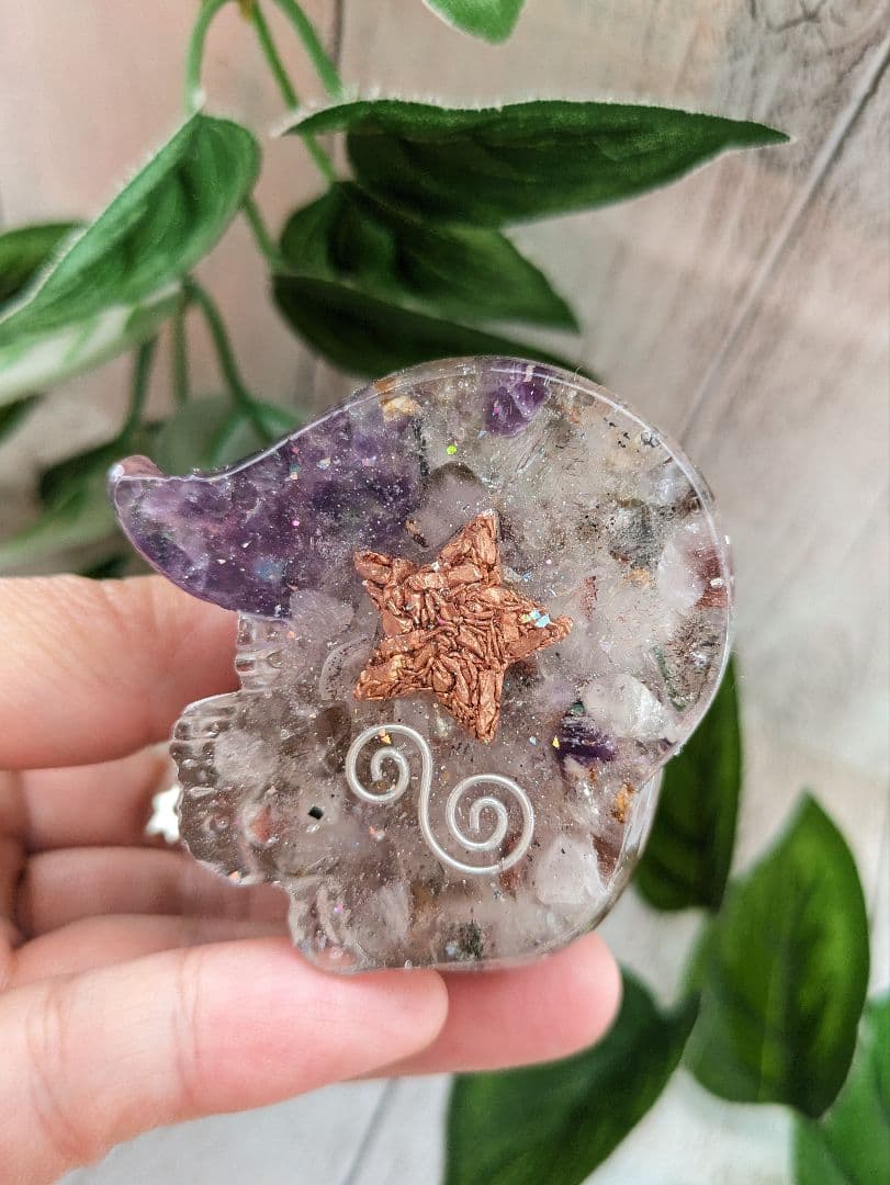 【睦月】レインボーオーラ水晶の魔法のステッキ形オルゴナイト☆他３点