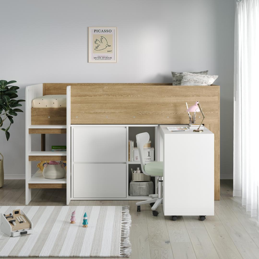 システムベッド 3点セット 分離可能 高さ120cm シングル ロータイプ 木製