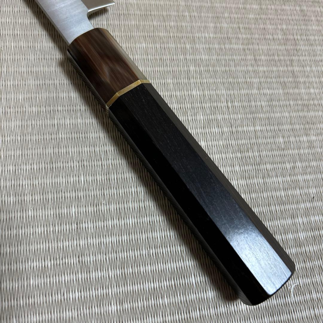 尺　柳刃包丁　和包丁　V金10号　本焼　マーブル水牛　黒檀八角柄