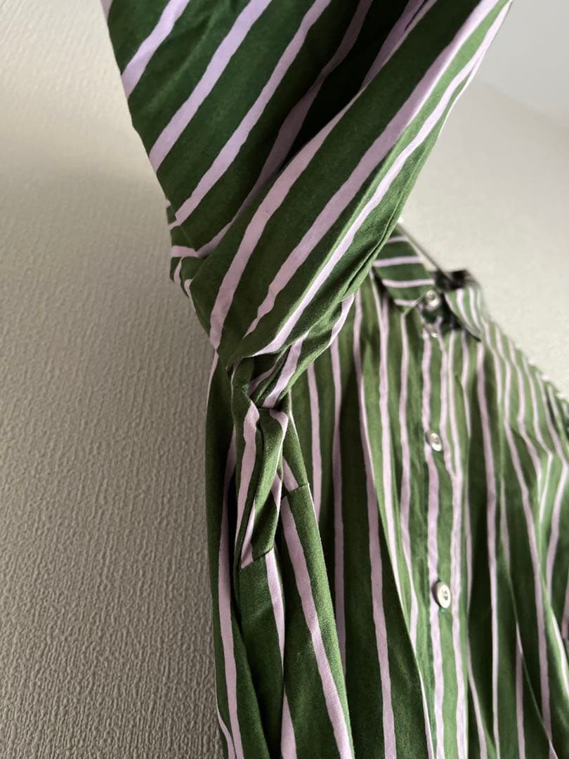 marimekko ピッコロ　緑とピンクの シャツワンピース 36