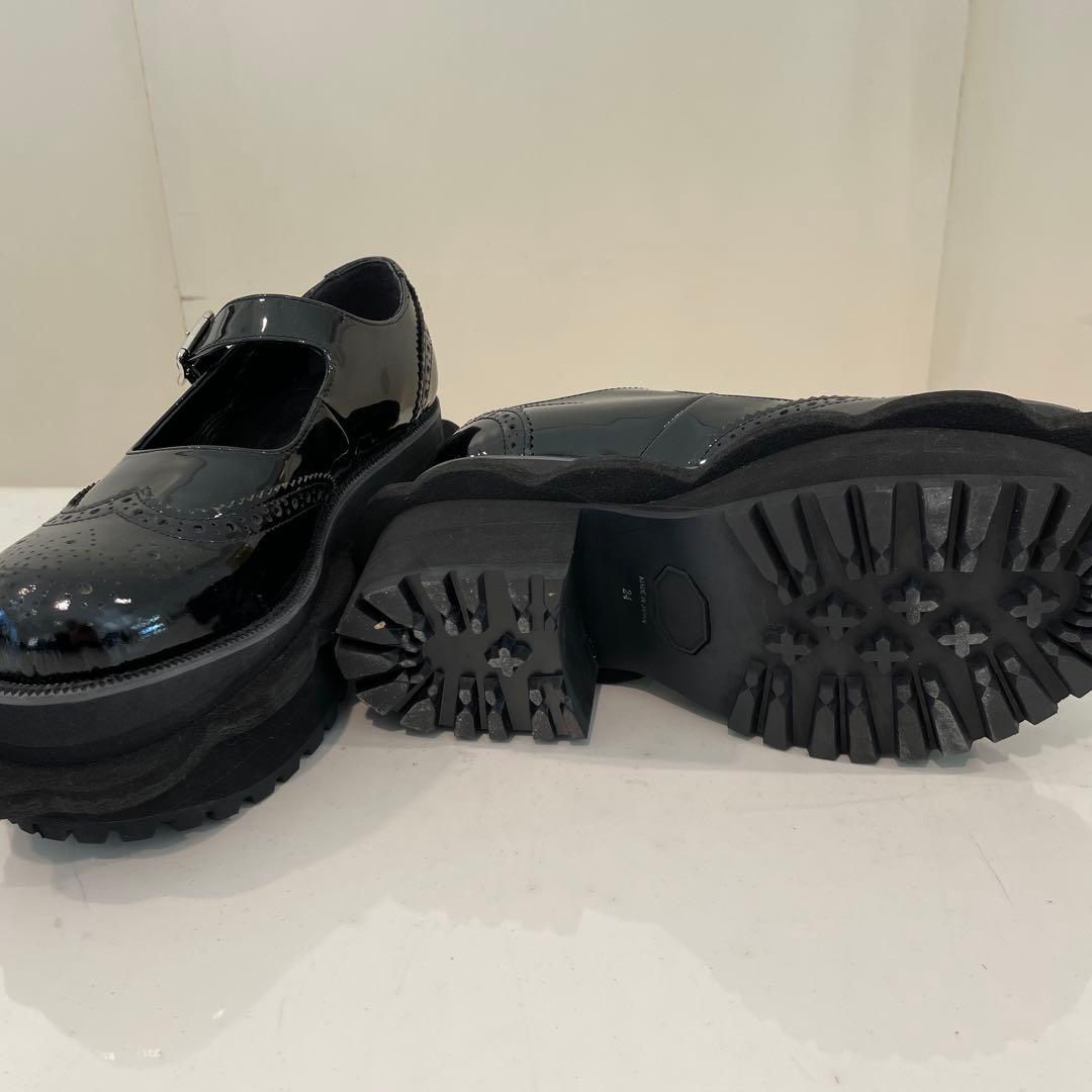ブラックエナメルレザー厚底シューズ新品元値税込¥72600