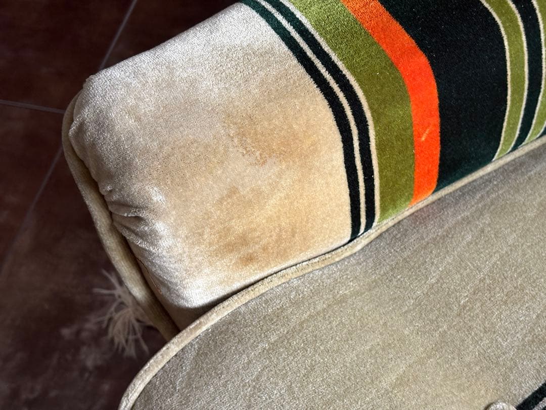 希少　二人掛けソファ ファブリックソファ　レトロ　ストライプソファ　SZ