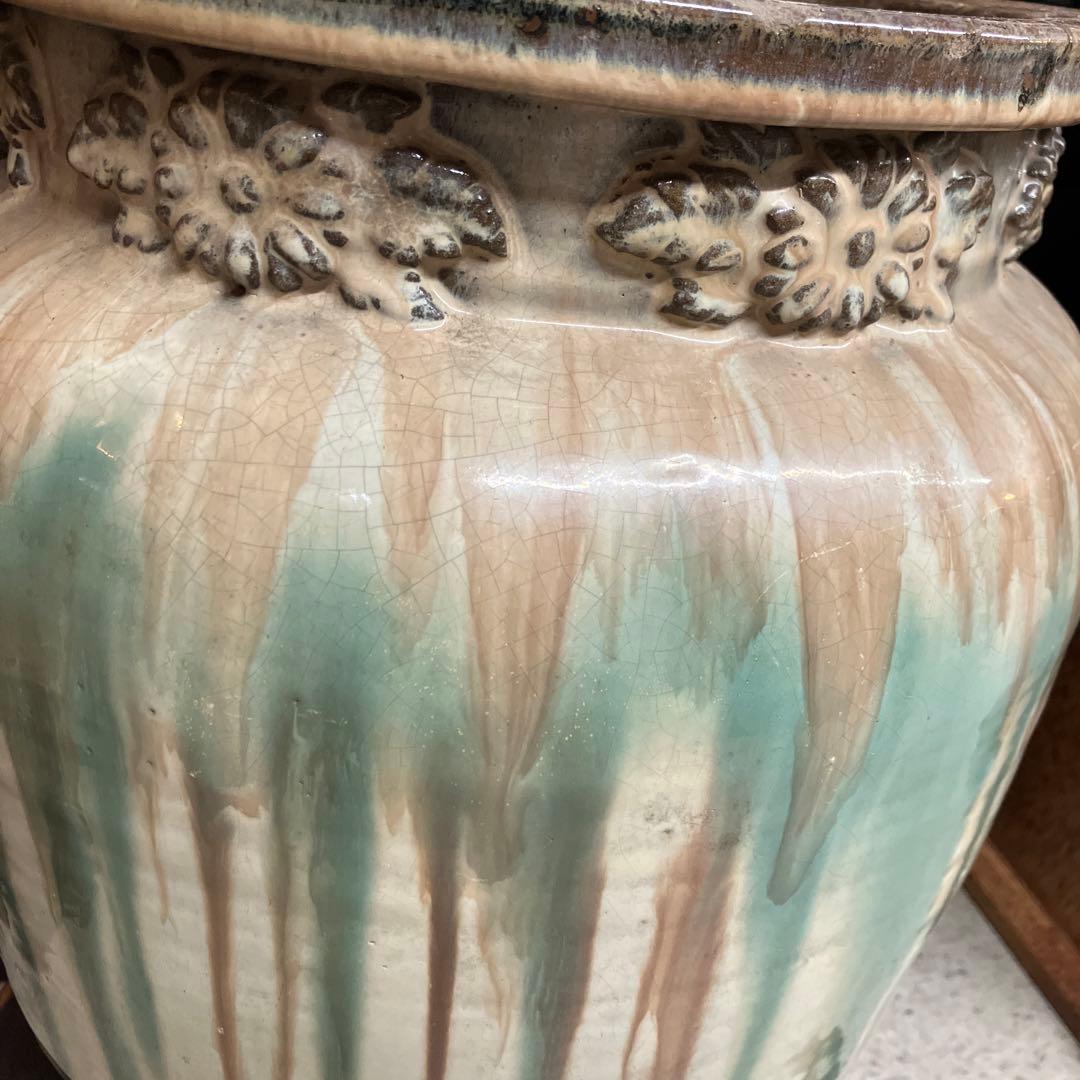 値下げ　笠間焼　カメ　壺　花器