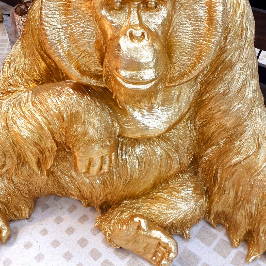 輸入雑貨　北欧　ゴールド　『オラウータンのオブジェ』　開運　縁起物　大きい