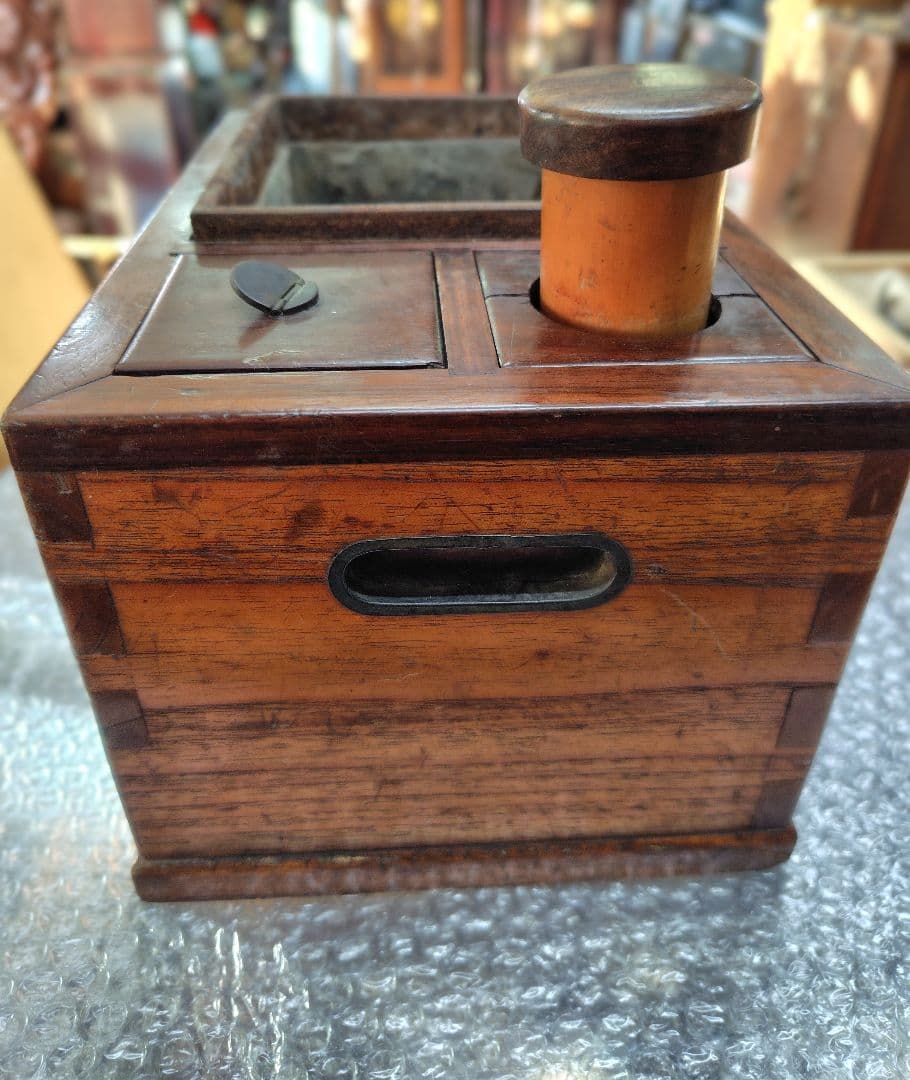 ケヤキ 長火鉢 上品 煎茶用 茶道具 黒檀 黒柿 コンパクト 古民具