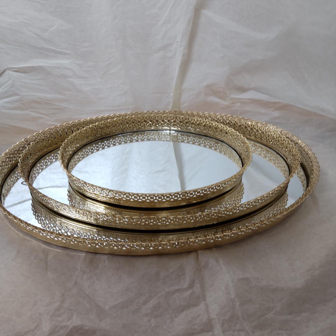 ミラートレー　鏡　トレイ　3サイズ 　セット　ゴールド