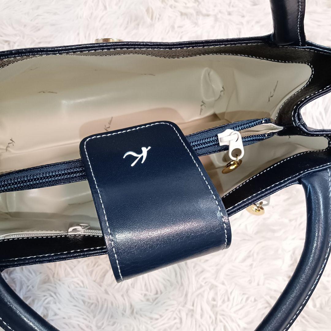 Kitamura キタムラ ハンドバッグ ネイビー　小型