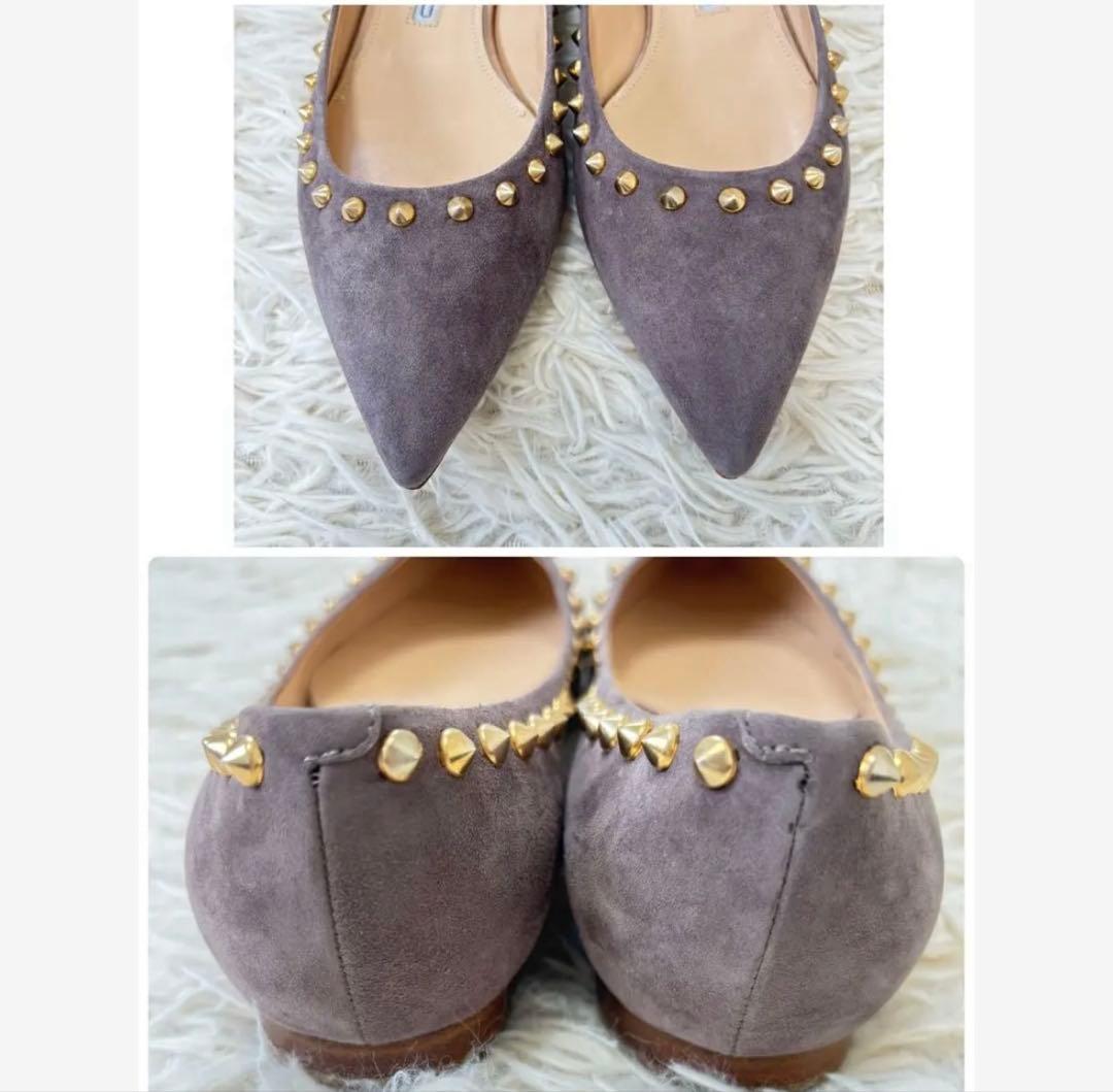 極美品　袋付き　PELLICO スタッズパンプス　スエード　グレー　361/2