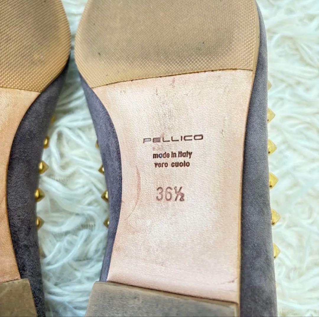 極美品　袋付き　PELLICO スタッズパンプス　スエード　グレー　361/2