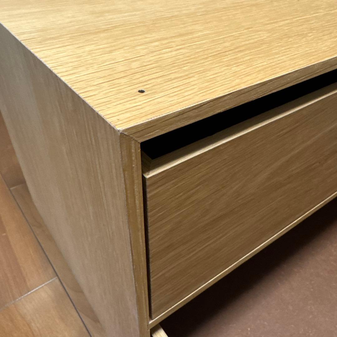 asami無印良品 木製収納ケース 2段 ワイド オーク材ユニットシェルフ