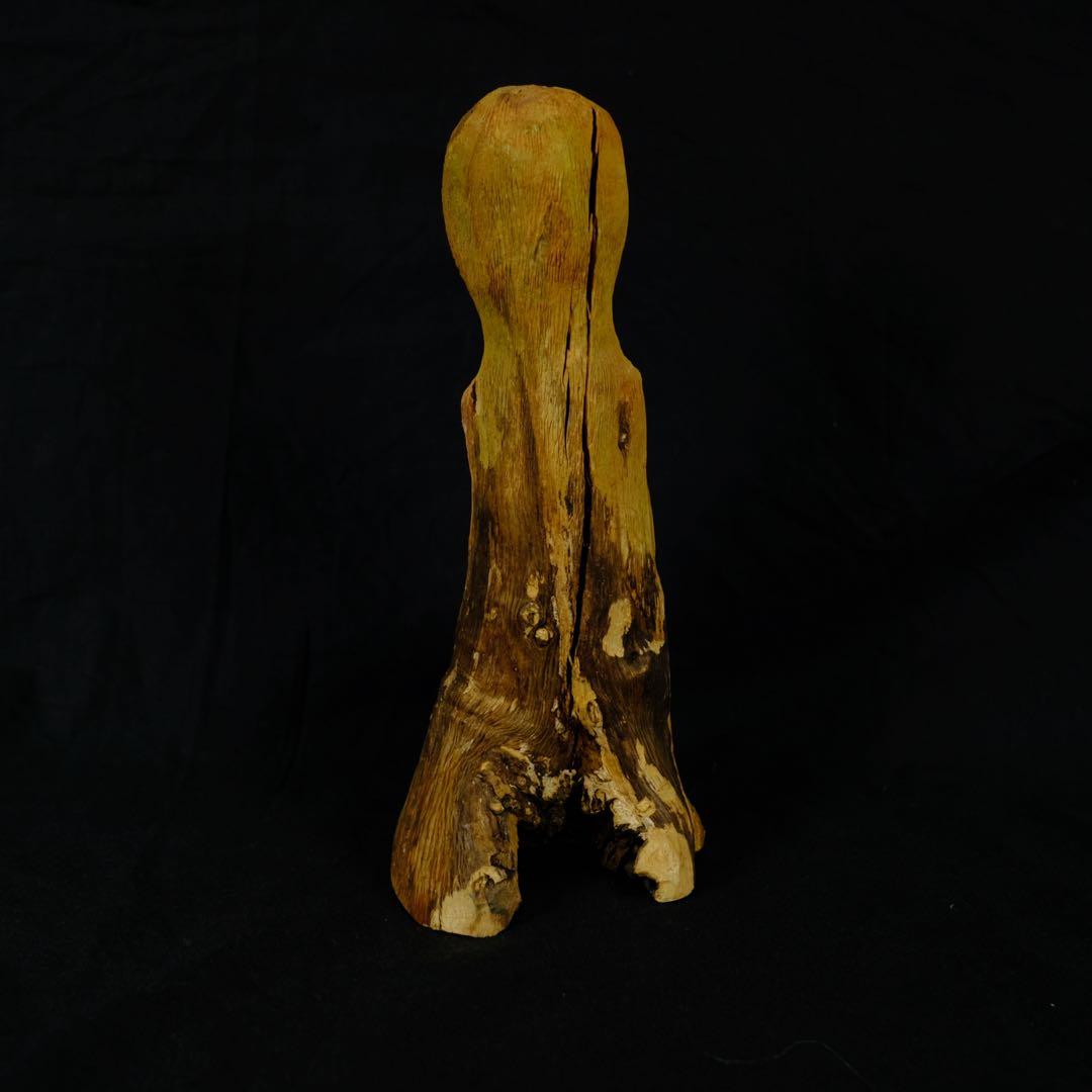 古い木彫りの女像　アート作品　彫刻　一刀彫　オブジェ　裸婦　アンティーク　古道具