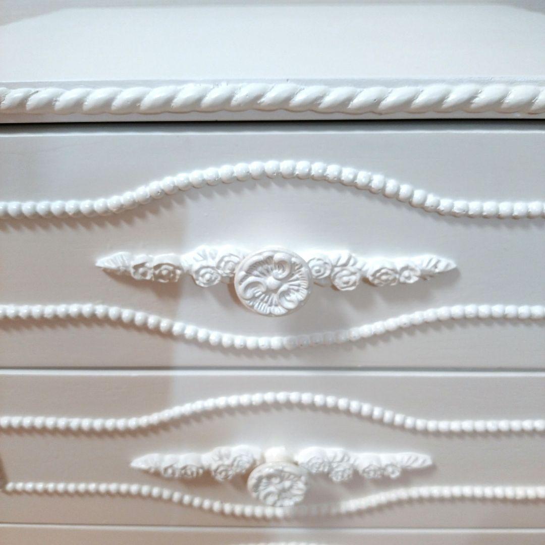 美品　チェスト　完成品　木製　姫系　プリンセス　ロマプリ　3段　白　ホワイト