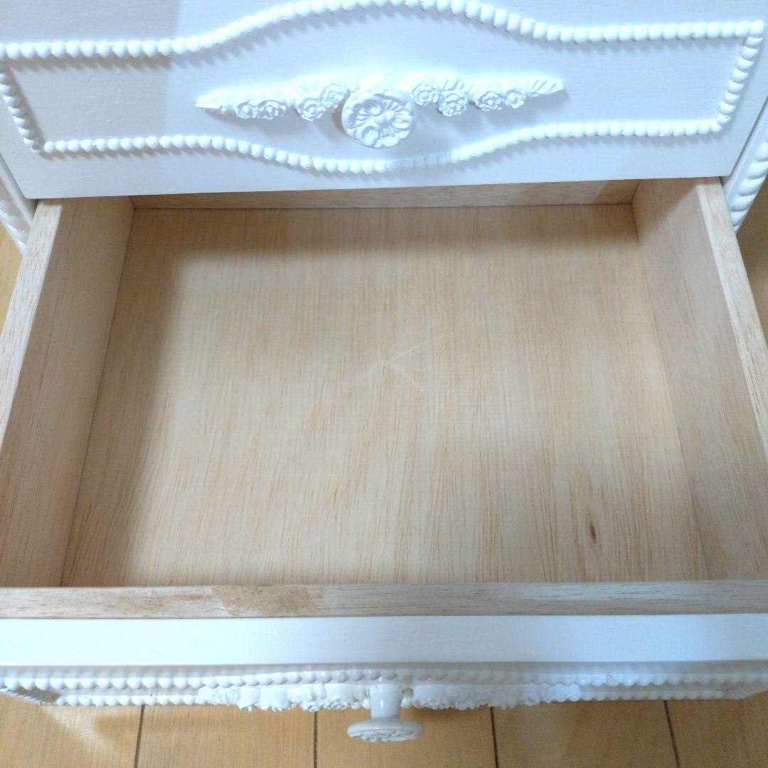美品　チェスト　完成品　木製　姫系　プリンセス　ロマプリ　3段　白　ホワイト