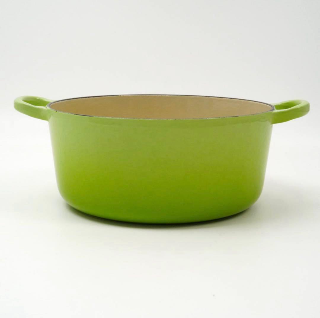 【美品】LE CREUSET　ココット ロンド フルーツグリーン　22cm