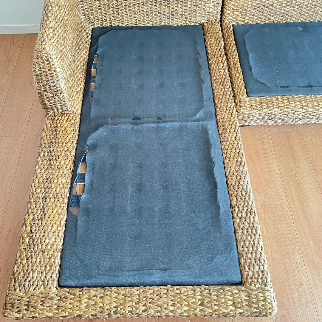 【引取限定】バリ風 アジアンリゾートコーナーソファ3人用ウォーターヒヤシンス