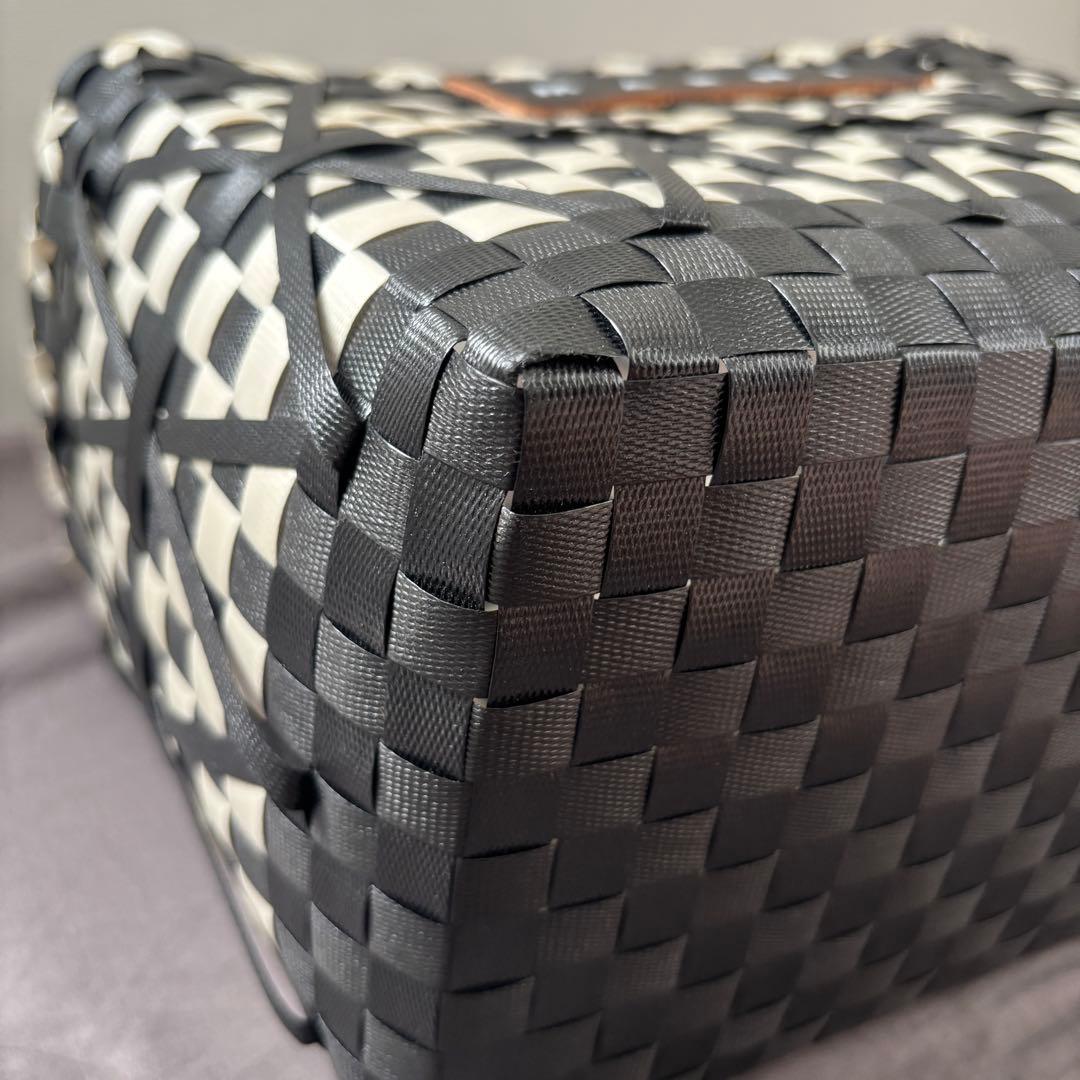 MARNI ブラック✖︎アイボリー 編み込み バスケットバッグ