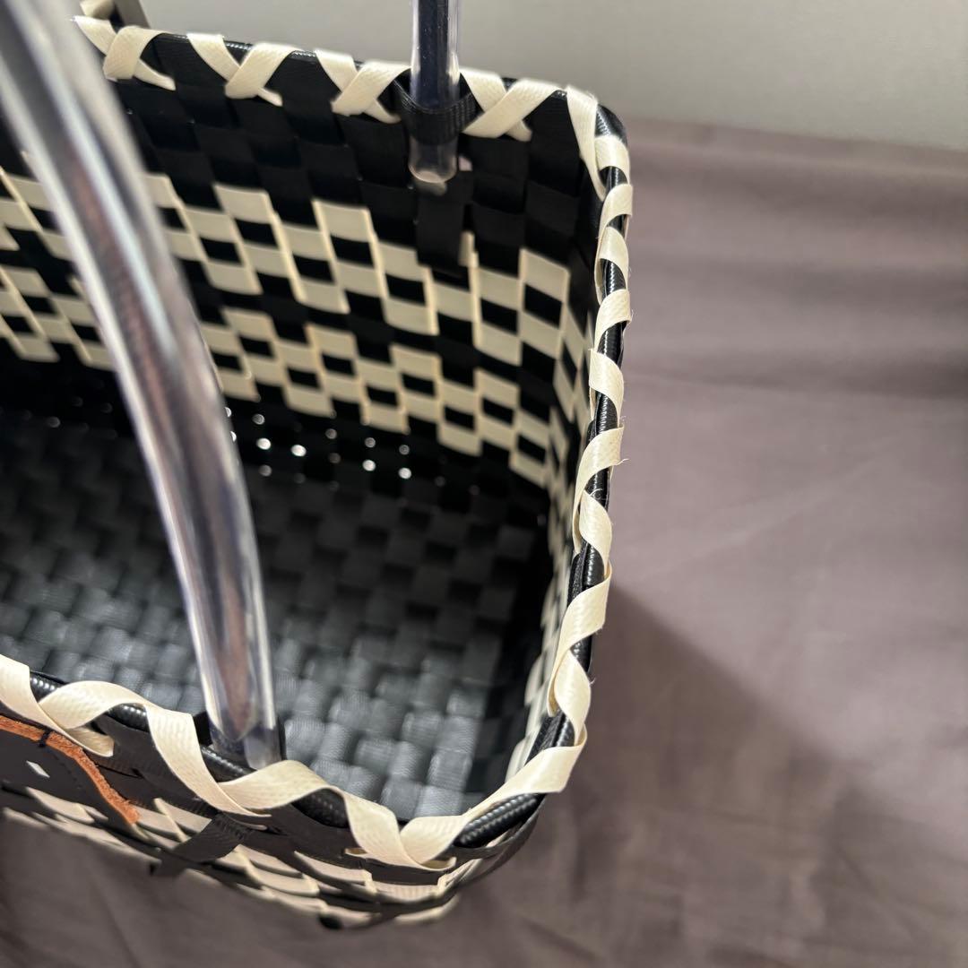 MARNI ブラック✖︎アイボリー 編み込み バスケットバッグ