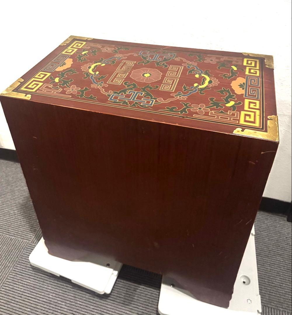 希少シノワズリ 緻密金彩美しいバンダジ　李朝箪笥アンティーク漆塗キャビネット木製