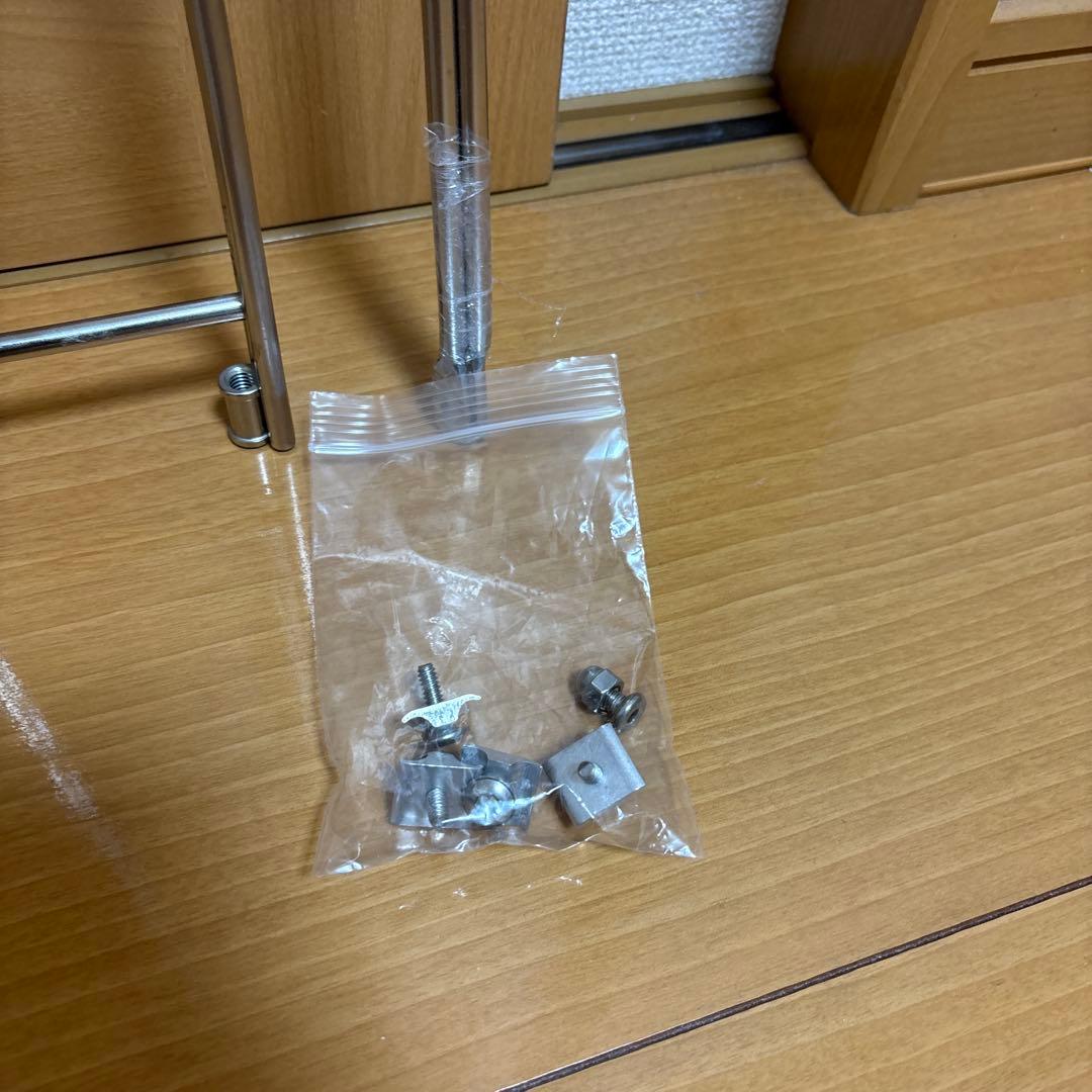 ステンレスユニットシェルフ 帆立120cm 2本とクロスバー小1本 キャスター