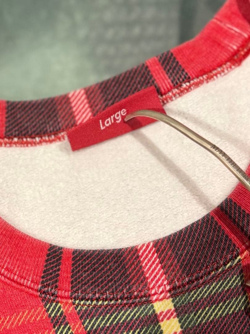最終価格希少Supreme レッドチェック スウェット