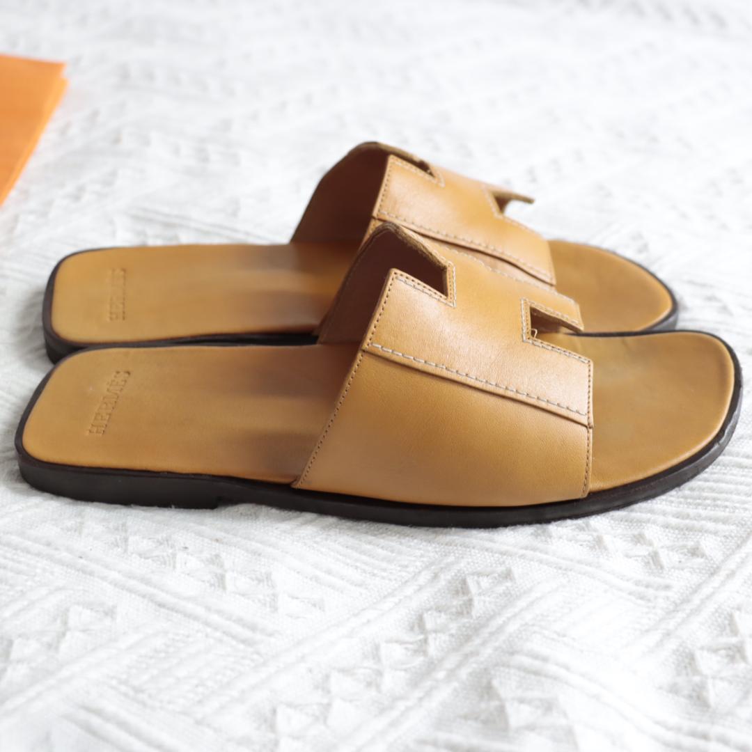 エルメス　Hermes ケブラール　オラン　H型サンダル　 キャメル ペタンコ