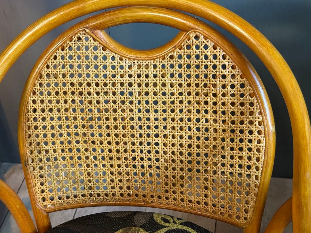 超美品　ラタン　籐　アームチェア　ミドルチェア　ローチェア　肘付椅子　艶感 2脚