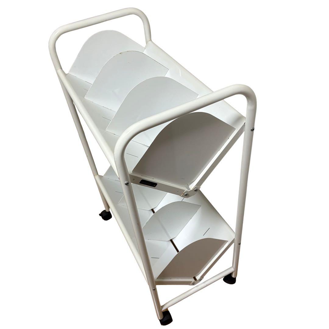 トヨダ ファイルワゴン 2段 仕切り8枚付 キャスター付 ホワイト BR-2