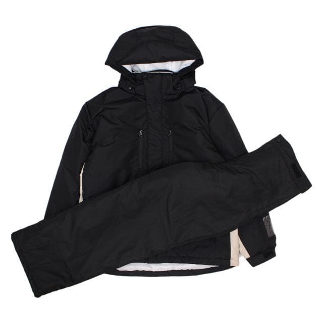 スキーウェア メンズ 上下セット 撥水加工 チケットホルダー付 ブラック LL