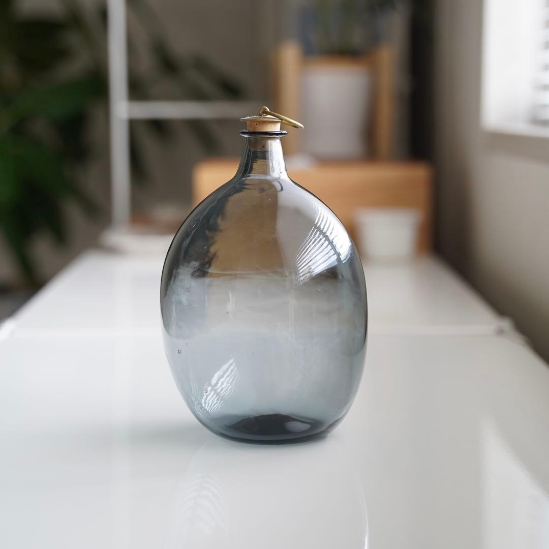 【貴重】津田清和　丸酒瓶　真鍮コルク蓋付