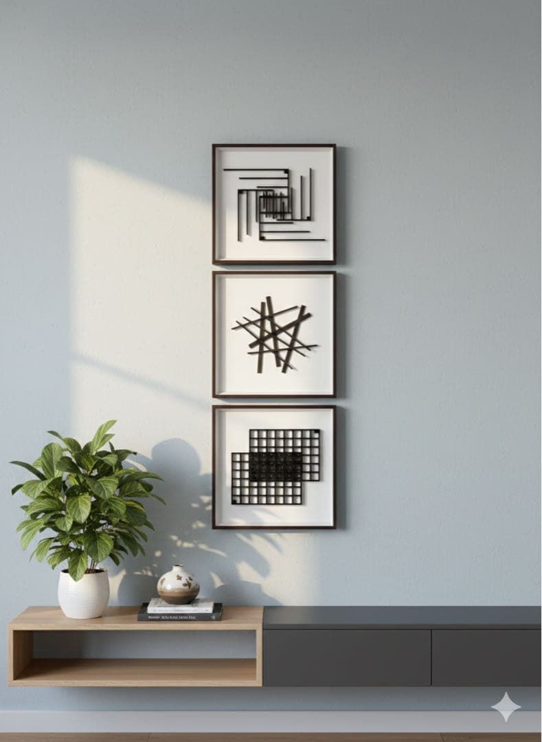 立体アート 3点セット モダン インテリア ART DECO 木製フレーム