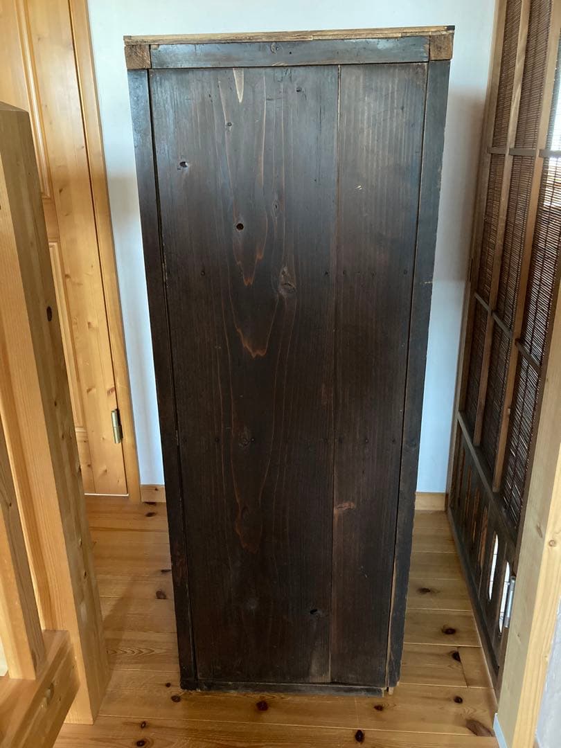 値下げしました ガラス扉付き木製古家具