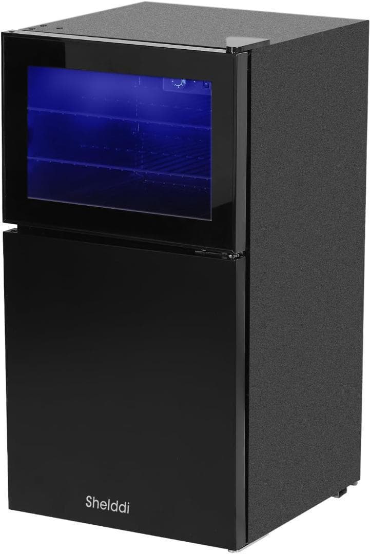 冷蔵庫 2ドア 80L 冷凍庫 透明ガラス 左開き 家庭用 おしゃれ 一人暮らし